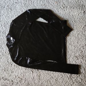 Black velvet long sleeve top